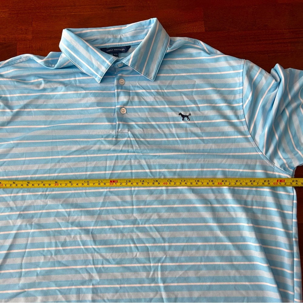 Simply Southern light blue striped lightweight performance polo shirt - Picture 7 of 8